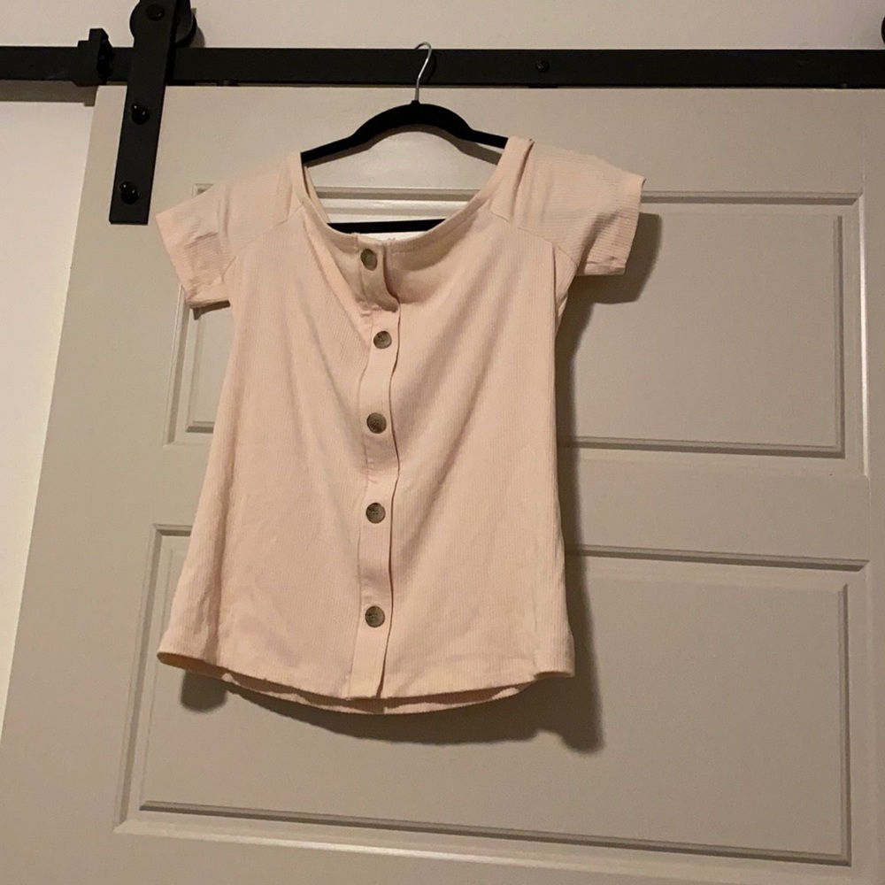 Off the shoulder button down top